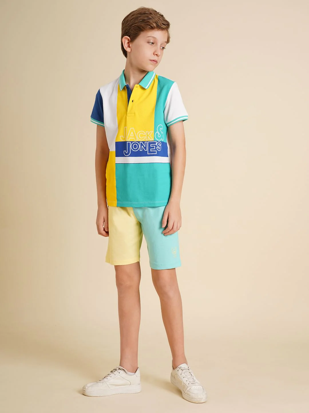 Boys Blue Colourblocked Co-ord Set Shorts - Image 5