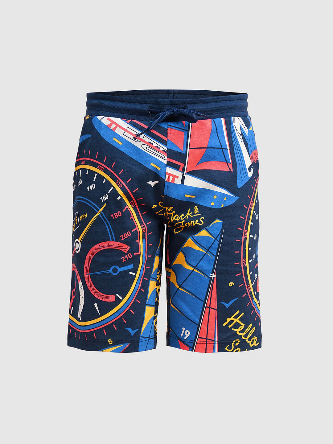 Boys Blue Printed Co-ord Set Shorts - Image 7