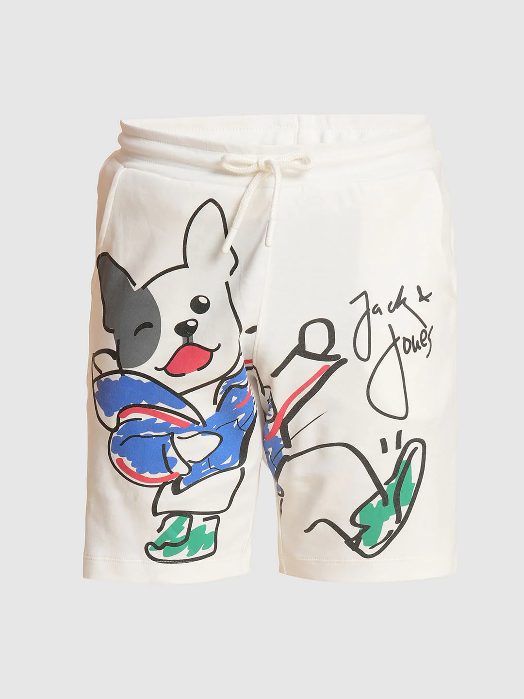 Boys White Printed Co-ord Set Shorts - Image 7