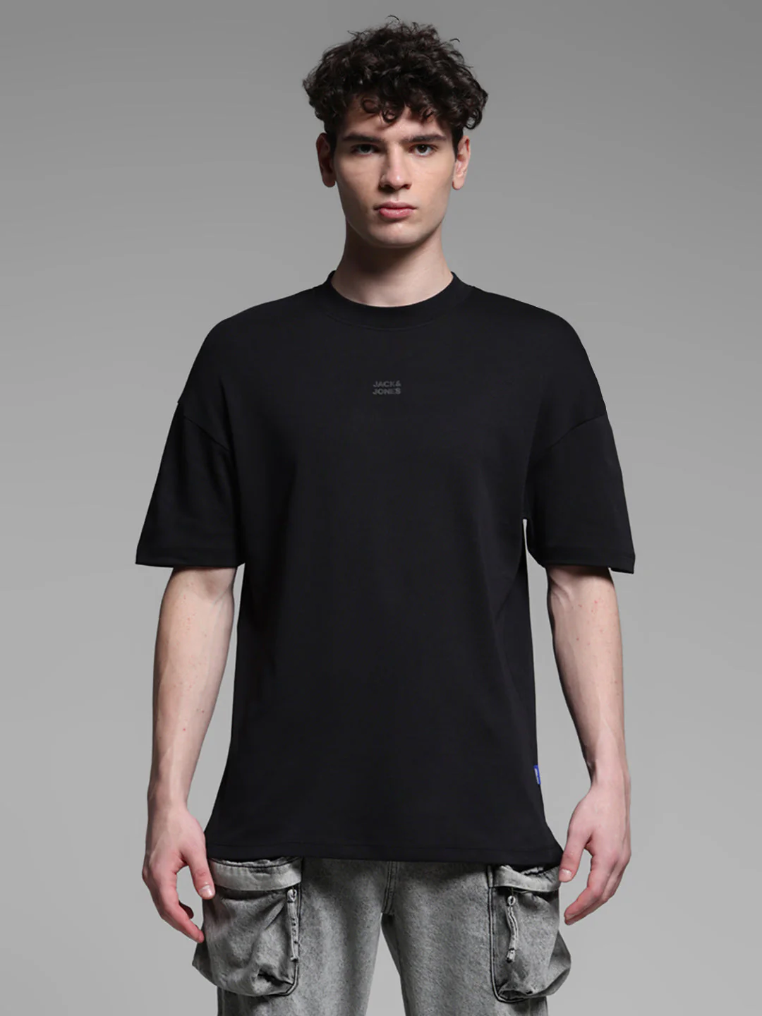 Men's Black Cotton Oversized Crew Neck Graphic T-Shirt - Image 8