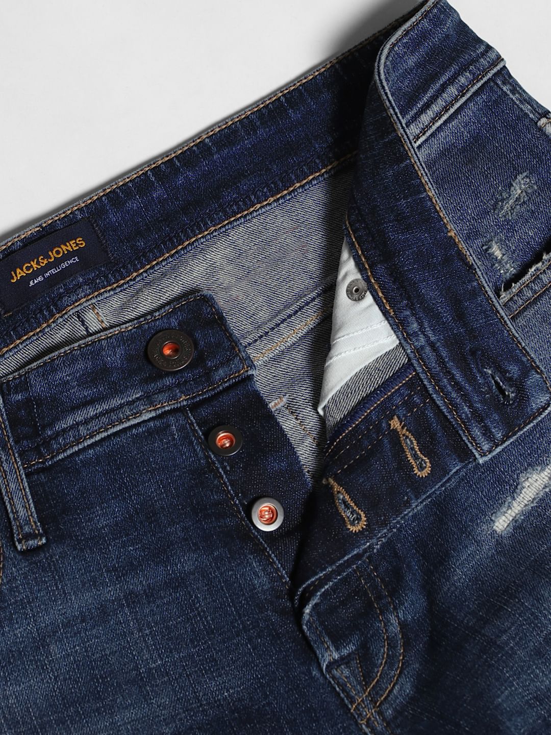 Blue Low Rise Distressed Glenn Slim Fit Jeans - Image 5