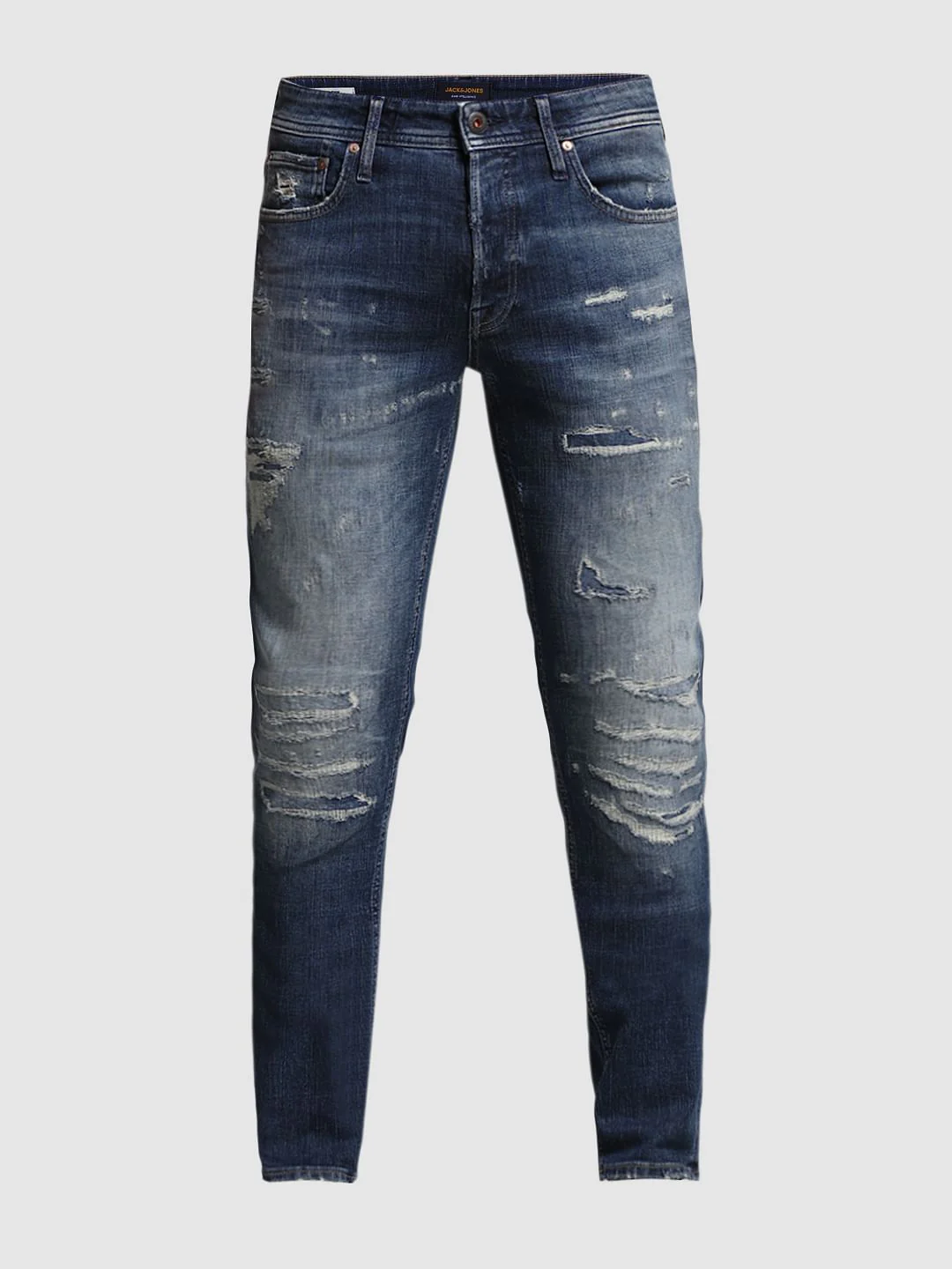 Blue Low Rise Distressed Glenn Slim Fit Jeans - Image 7