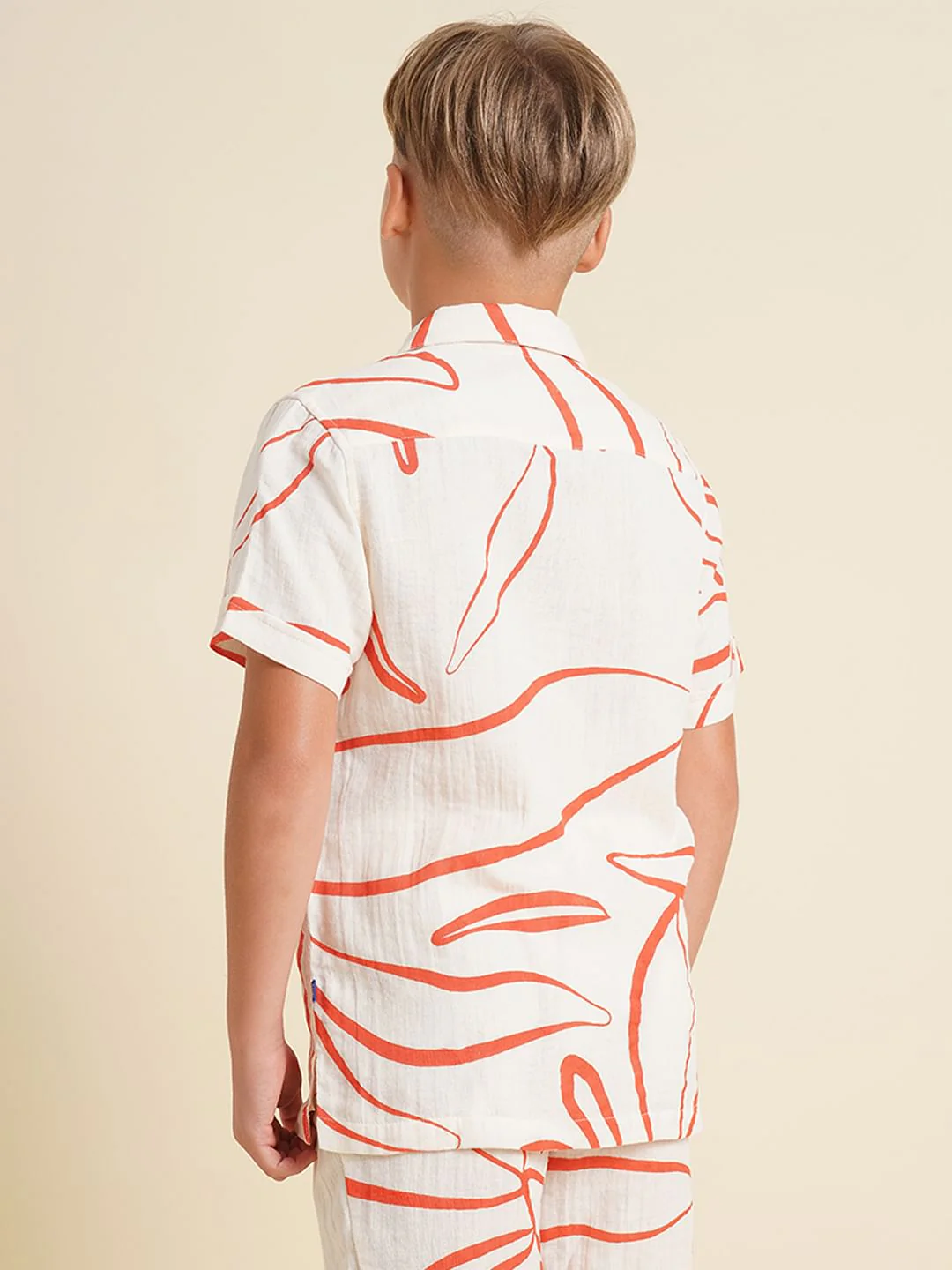 Boys White Printed Co-ord Set Shirt - Image 4
