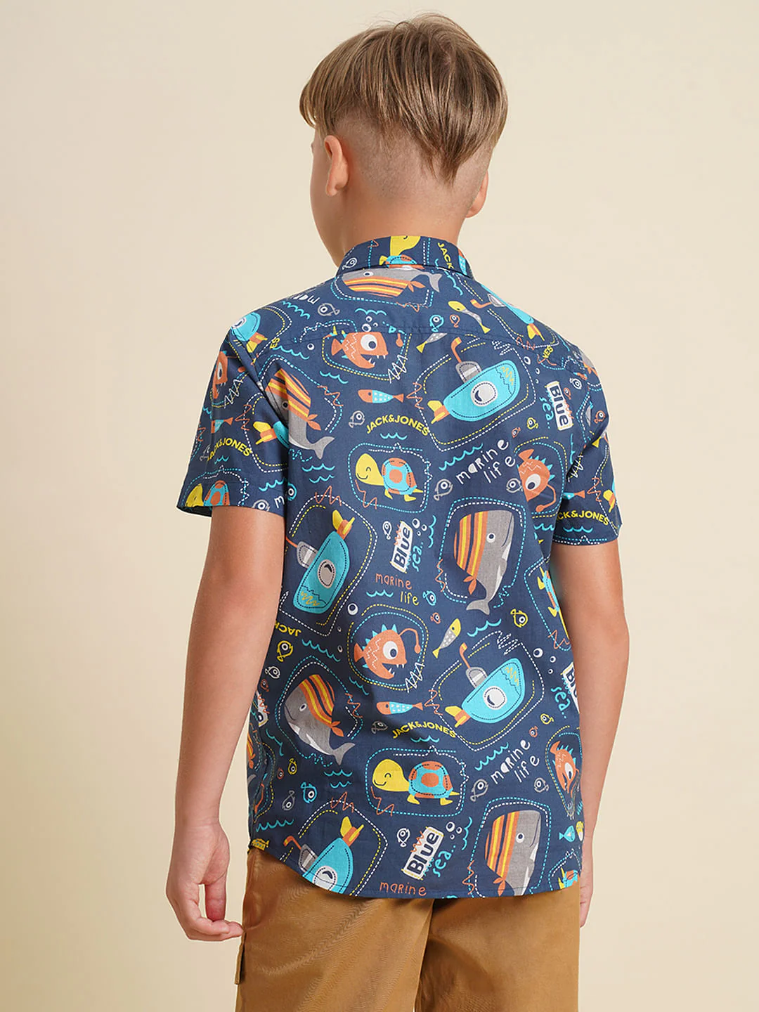 Boys Blue Gamer Print Cotton Shirt - Image 4