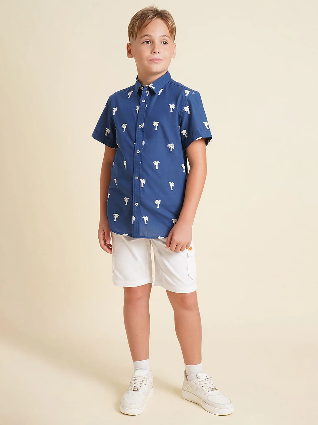 Boys Blue Embroidered Print Shirt - Image 5
