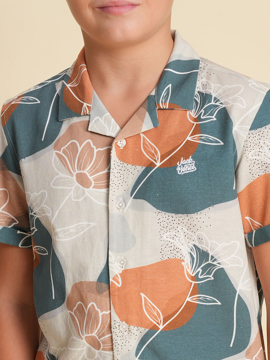 Boys Green Printed Co-ord Set Shirt - Image 6