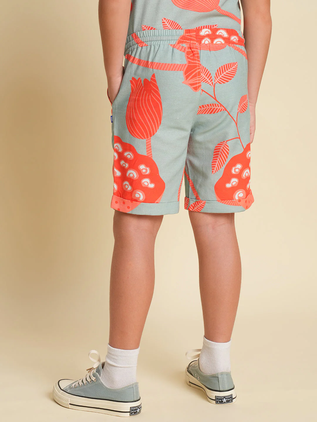 Boys Cotton-Linen Tropical Print Resort Collar Shirt - Pool Blue - Image 4