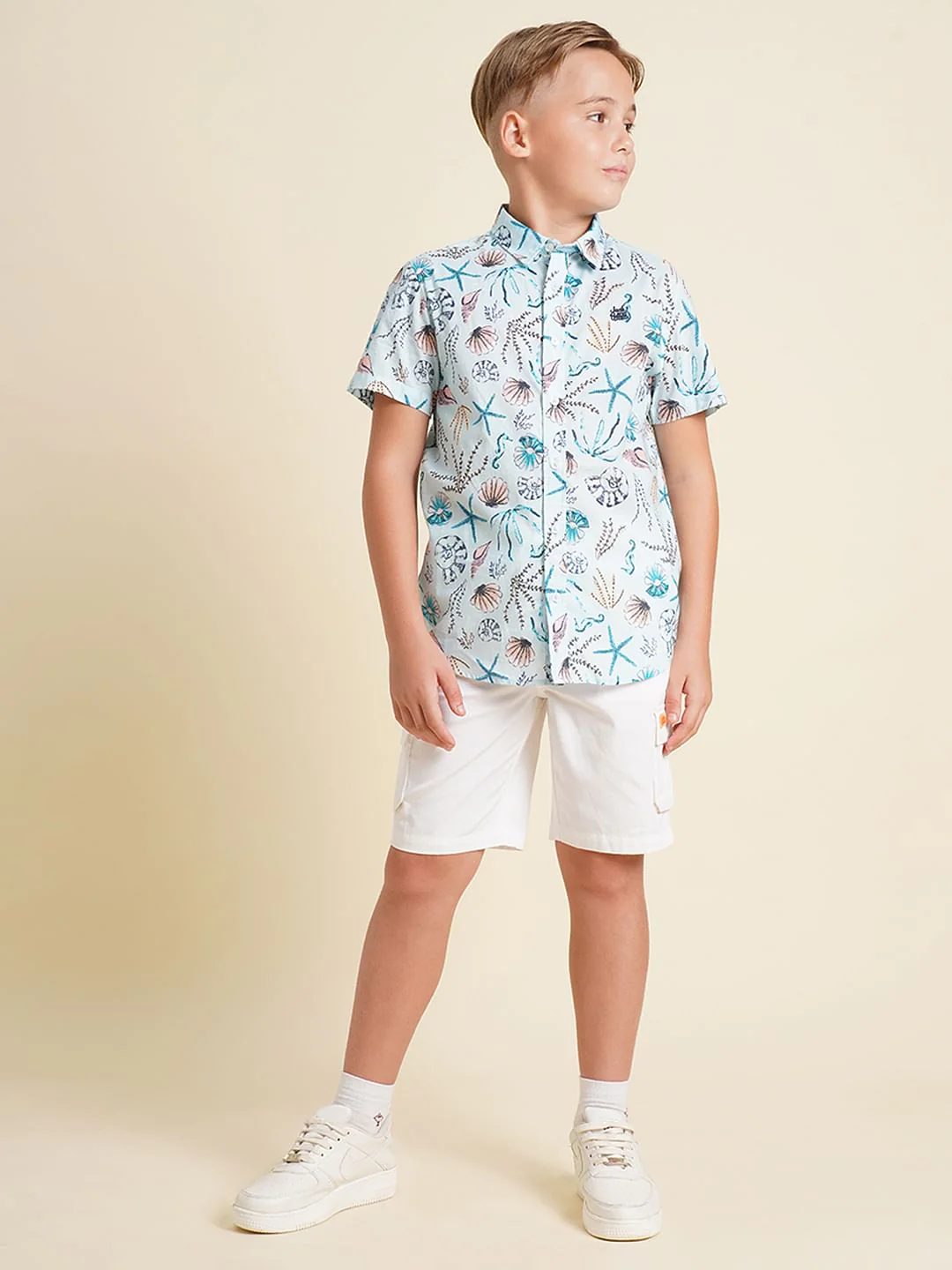 Boys White Cotton Shorts - Image 5