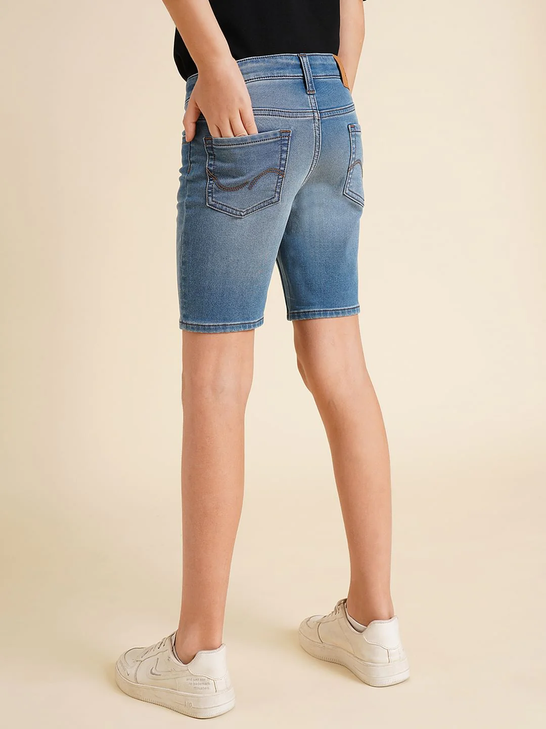 Boys Blue Mid Rise Denim Shorts - Image 4