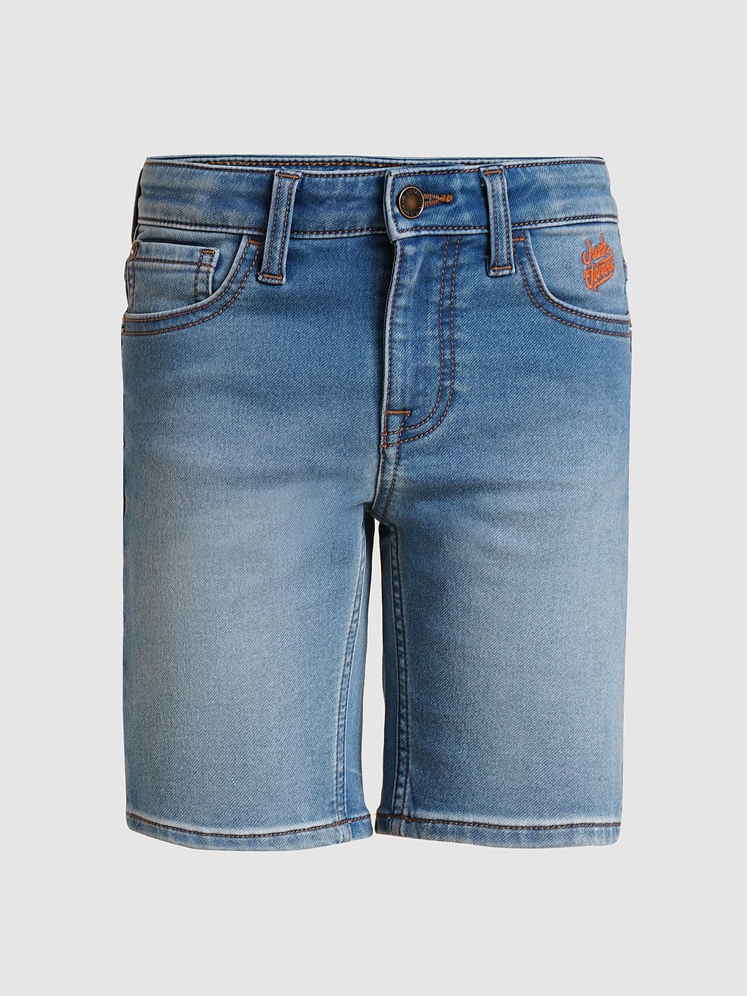 Boys Blue Mid Rise Denim Shorts - Image 7
