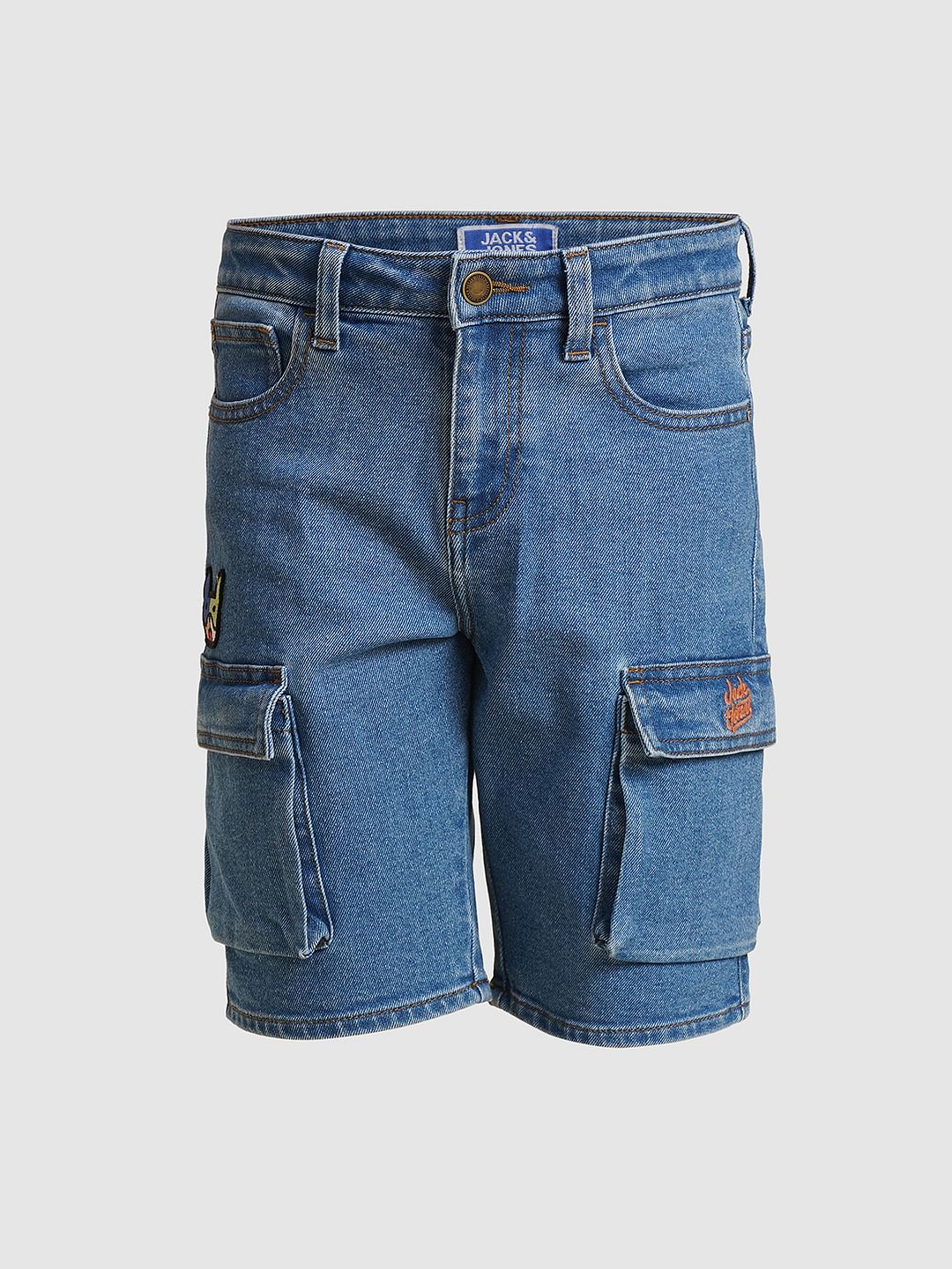 Boys Blue Cotton Denim Shorts - Image 7