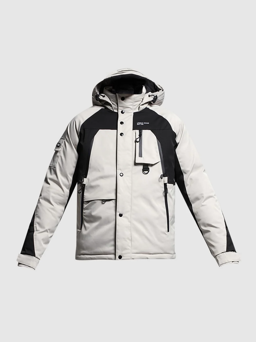 Grey Colourblocked Hooded Jacket - Image 7