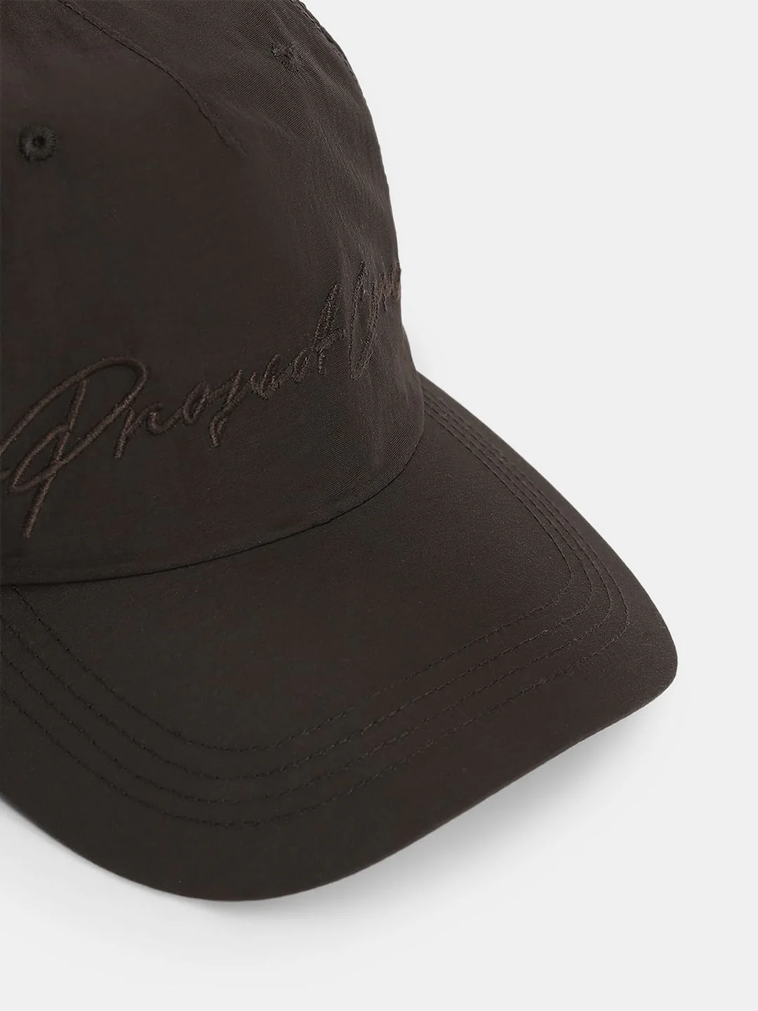 Dark Brown Embroidered Text Cap - Image 4