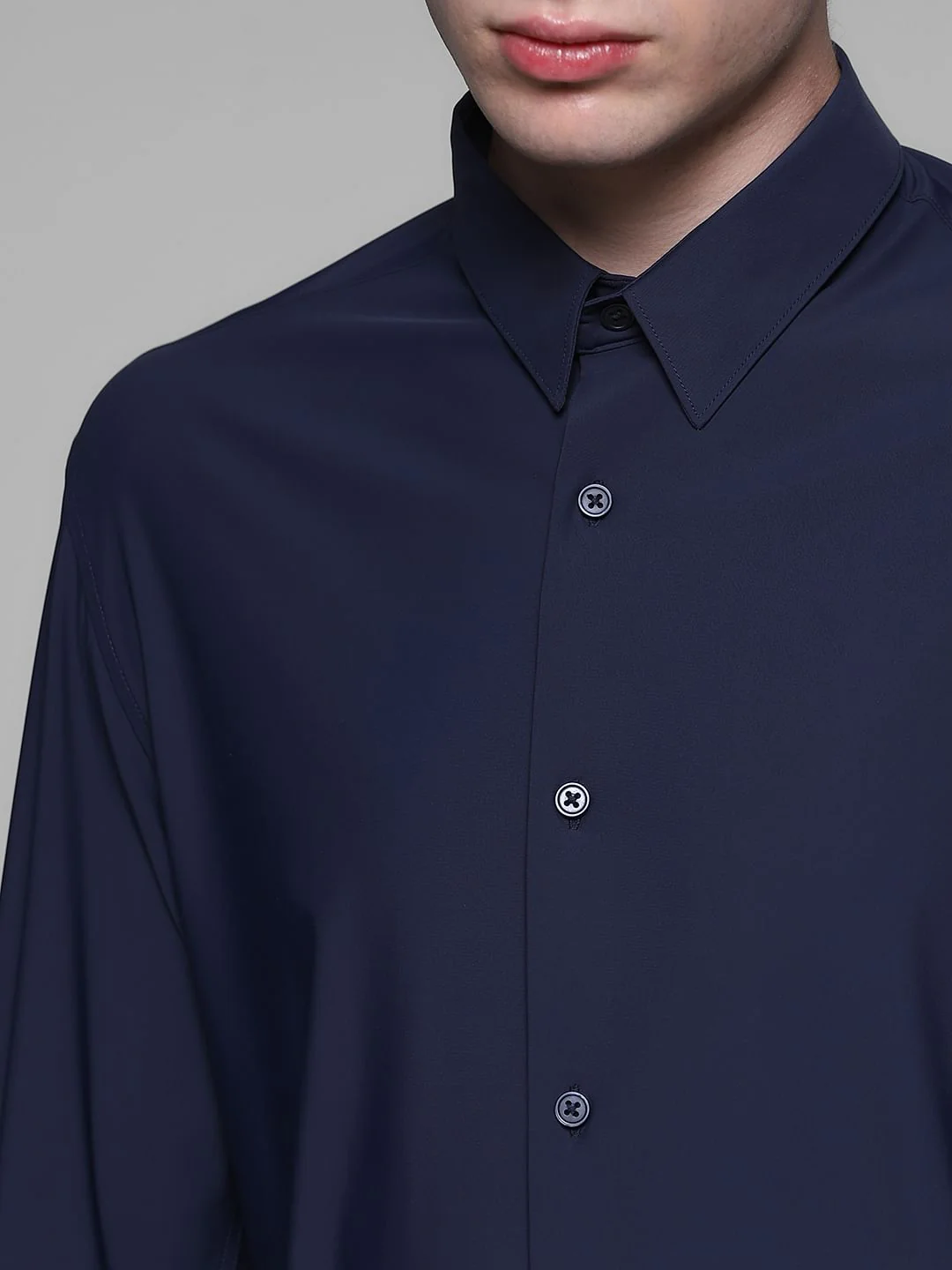 Dark Blue Stretch Full Sleeves Shirt - Image 5