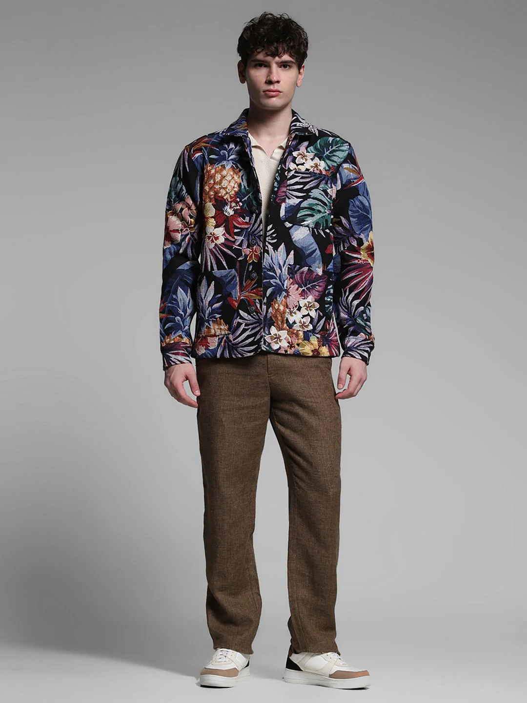 Black Floral Jacquard Oversized Shirt - Image 6
