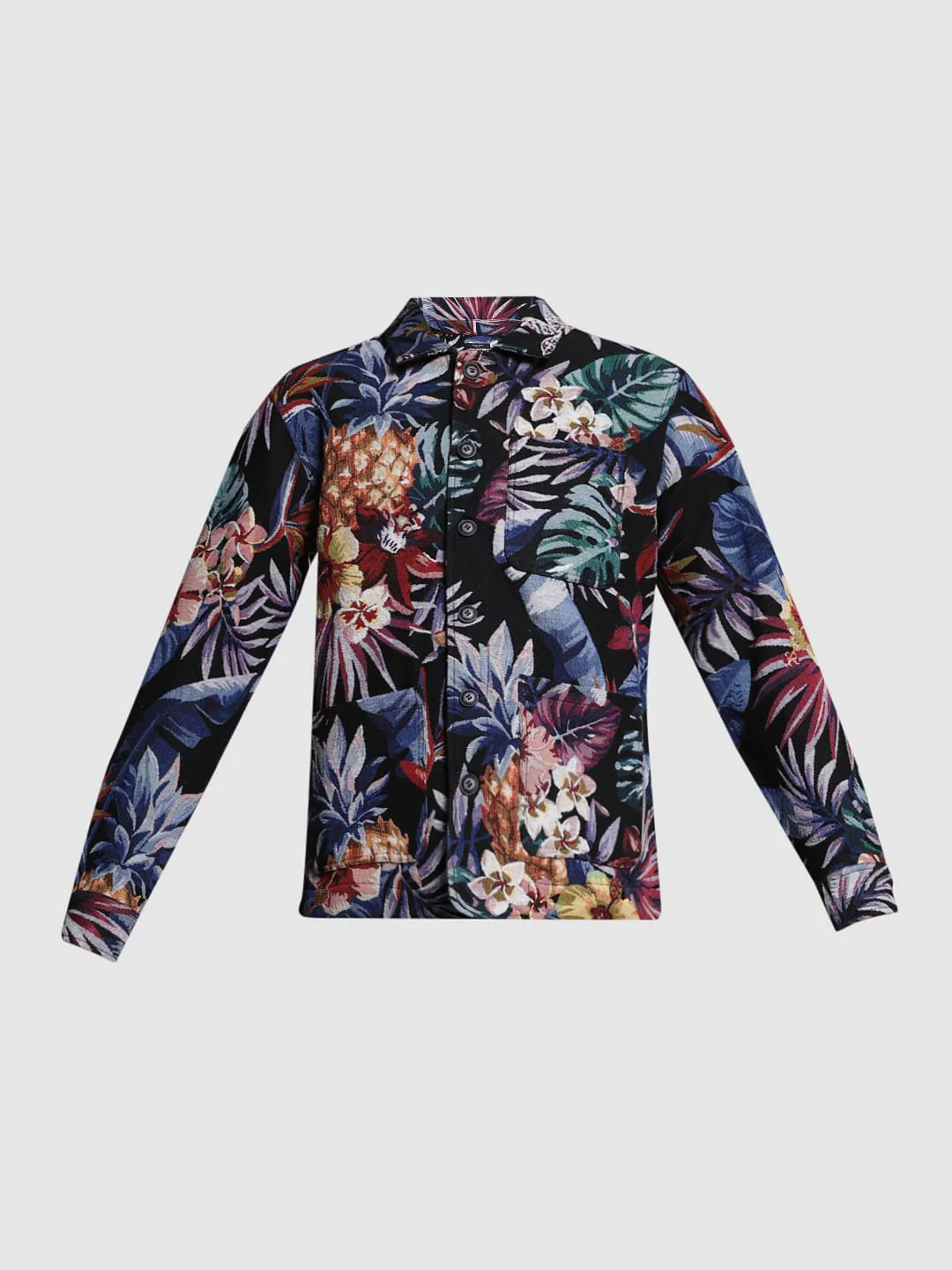 Black Floral Jacquard Oversized Shirt - Image 7