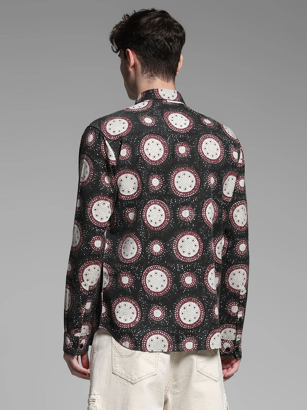 Grey Abstract Print Shirt - Image 4
