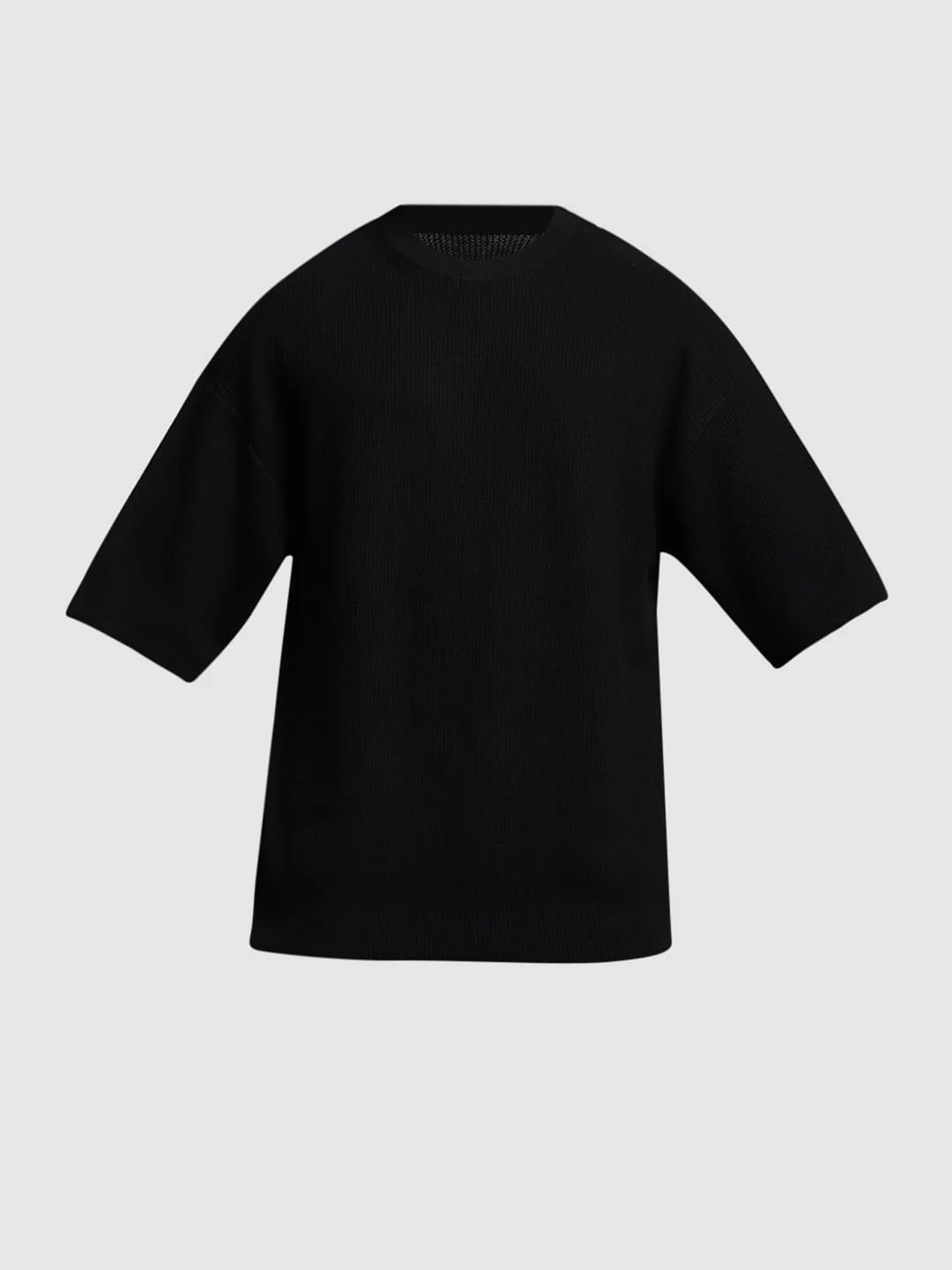 Black Cotton Crew Neck T-shirt - Image 7