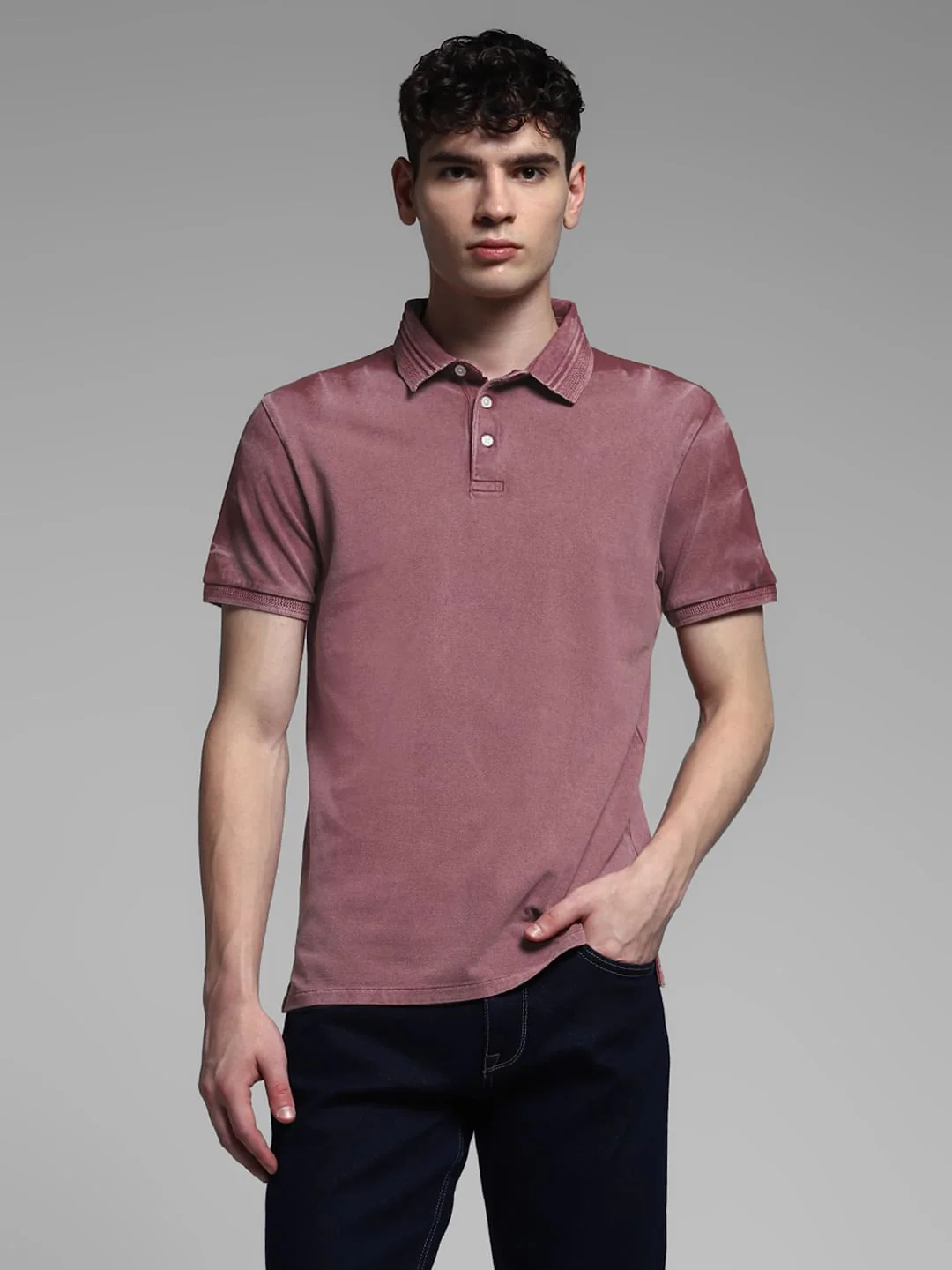 Dusty Pink Cotton Knit Polo - Image 2