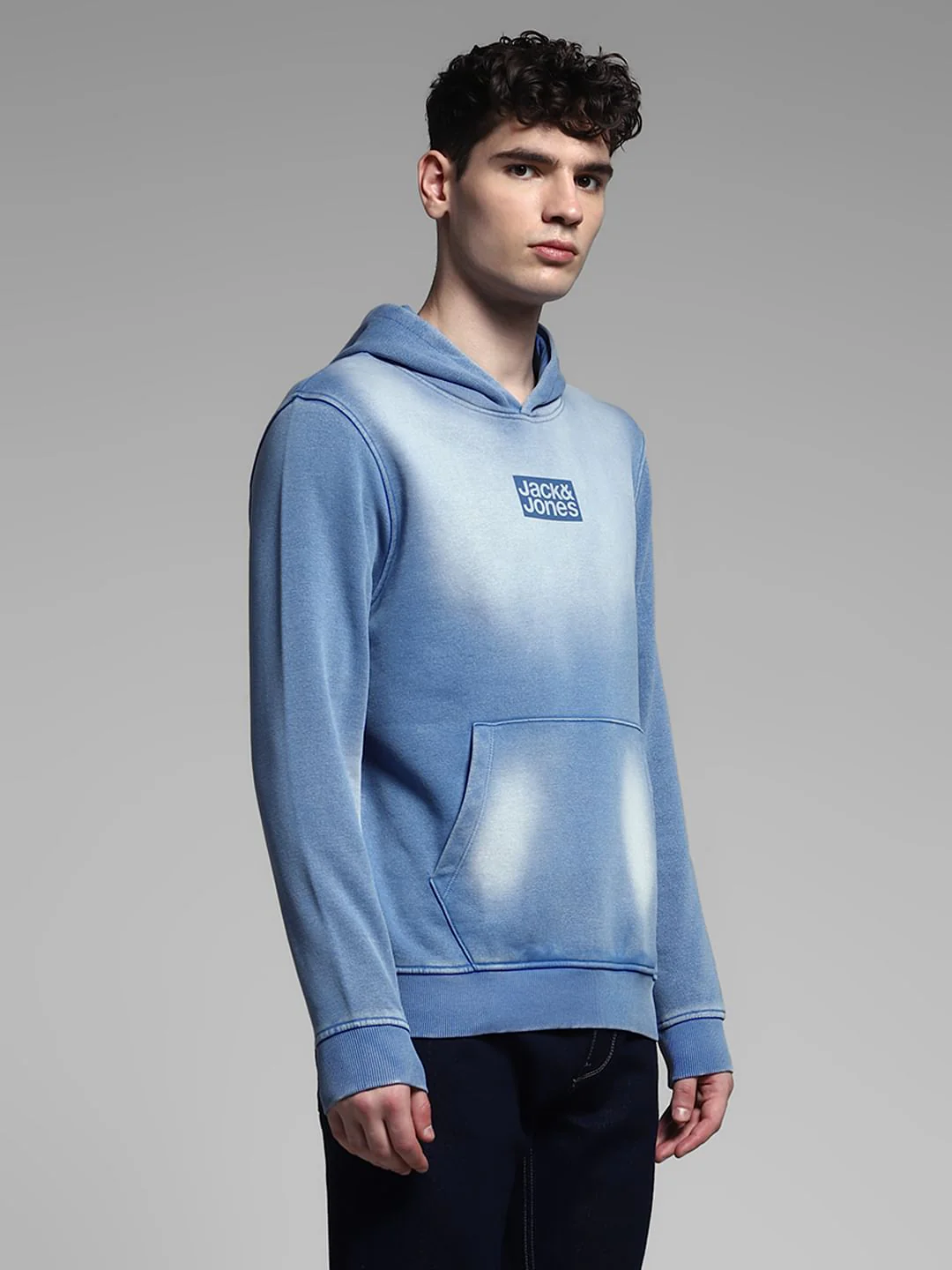 Blue Logo Print Hooded Sweatshirt - Image 3