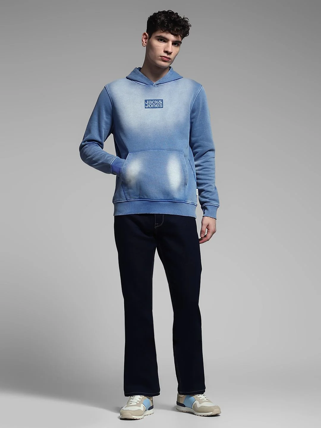 Blue Logo Print Hooded Sweatshirt - Image 6