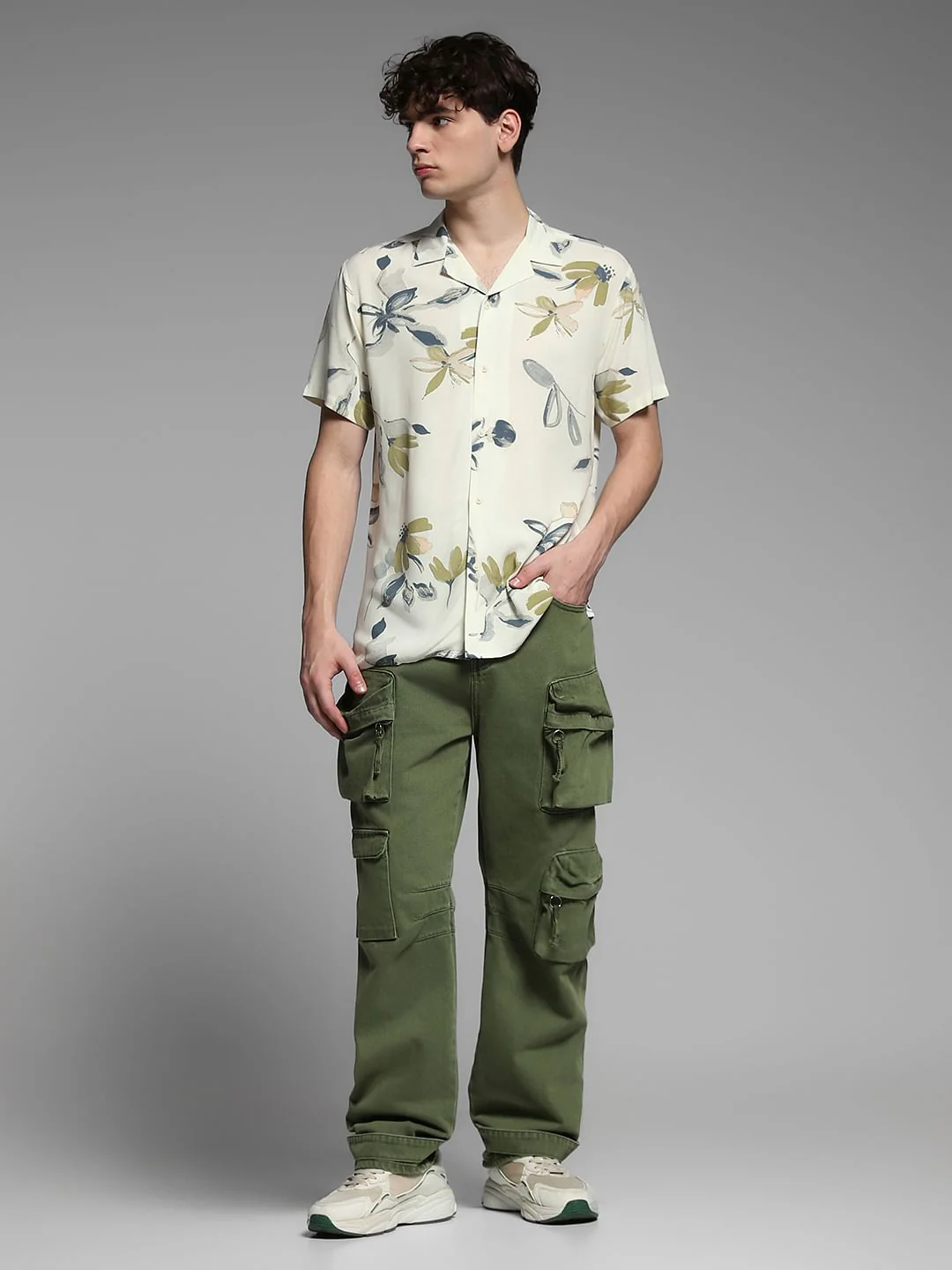White Abstract Print Viscose Shirt - Image 6