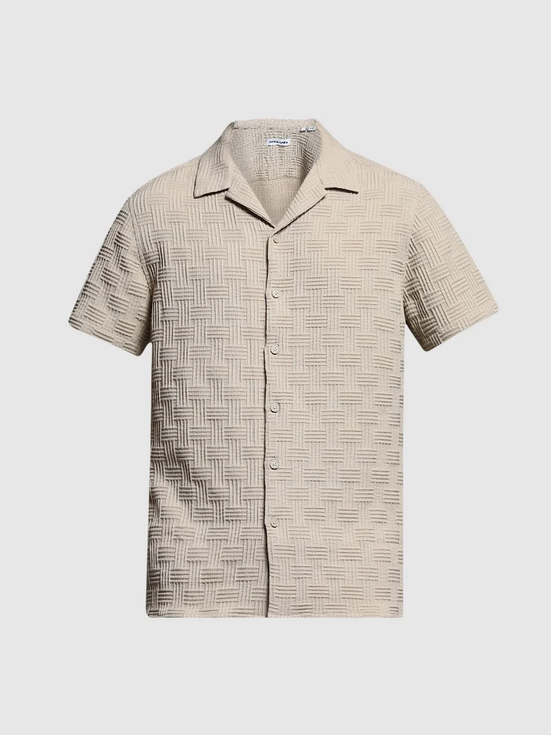 Beige Resort Collar Comfort Fit Shirt - Image 7