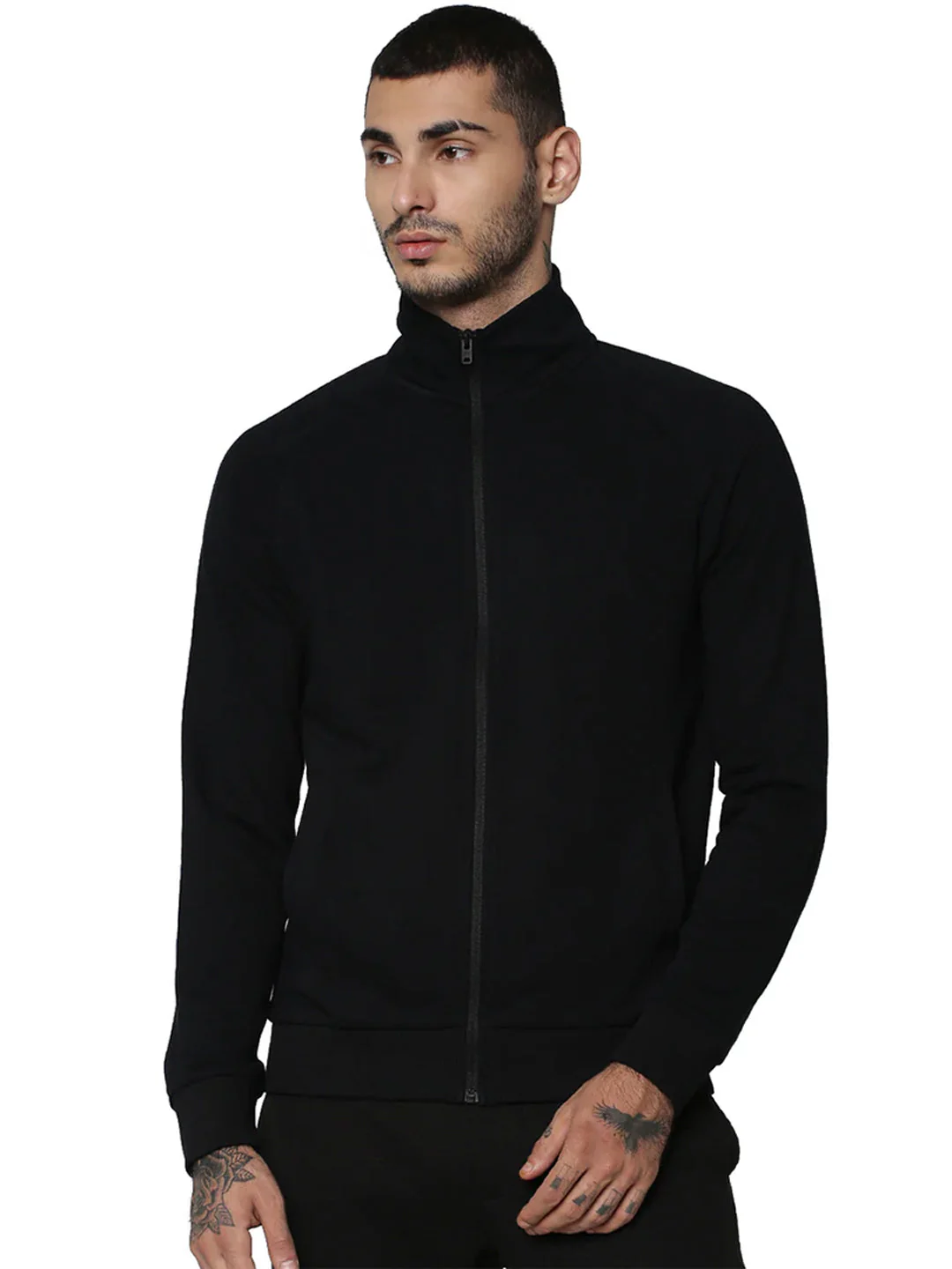 Black High-Neck Zip-Up Jacket