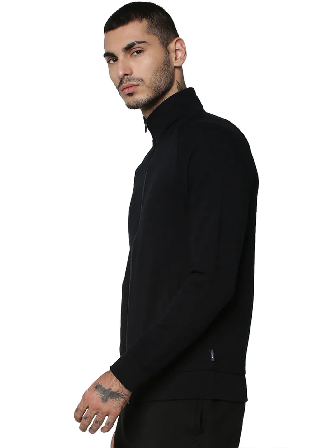 Black High-Neck Zip-Up Jacket - Image 3