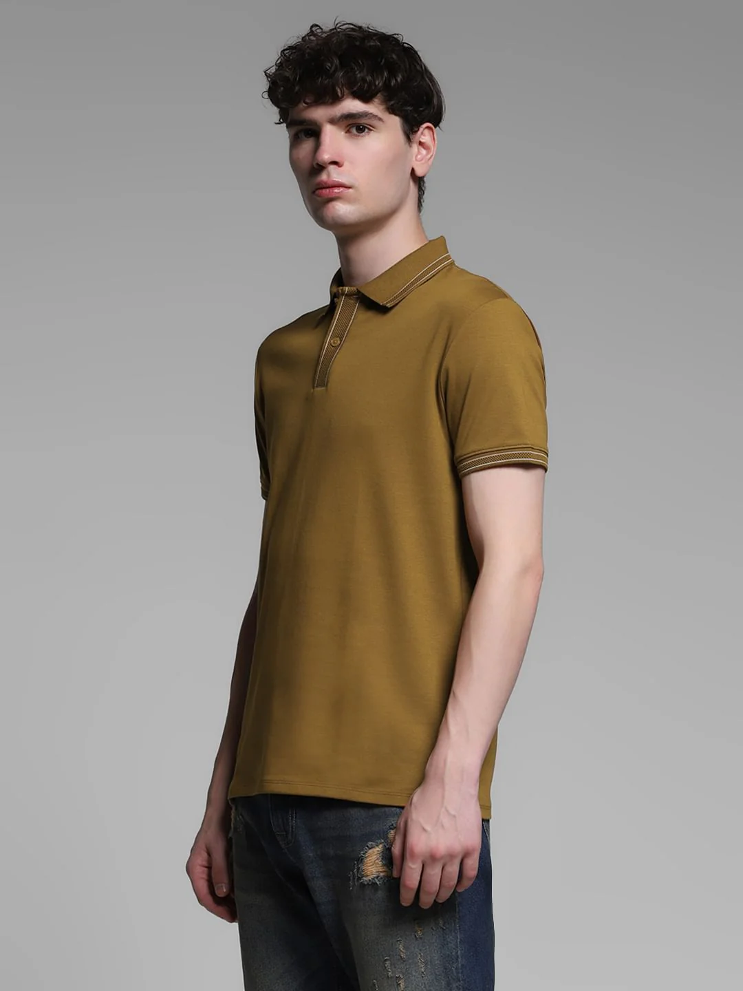Brown Knitted Cotton Polo - Image 3