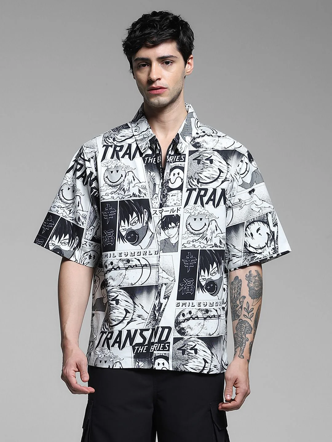 SmileyWorld   White Printed Oversized Shirt - Image 2