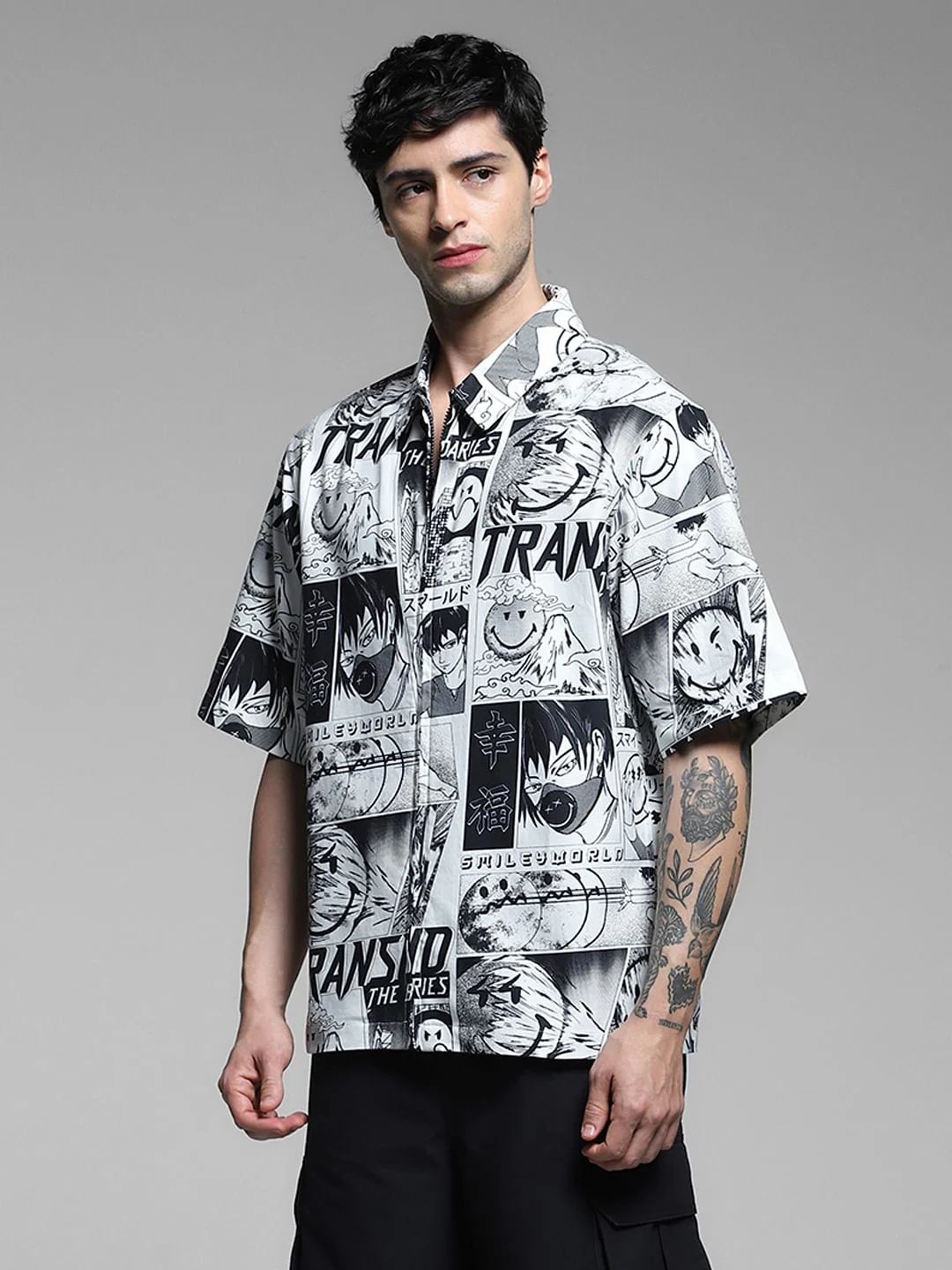 SmileyWorld   White Printed Oversized Shirt - Image 3