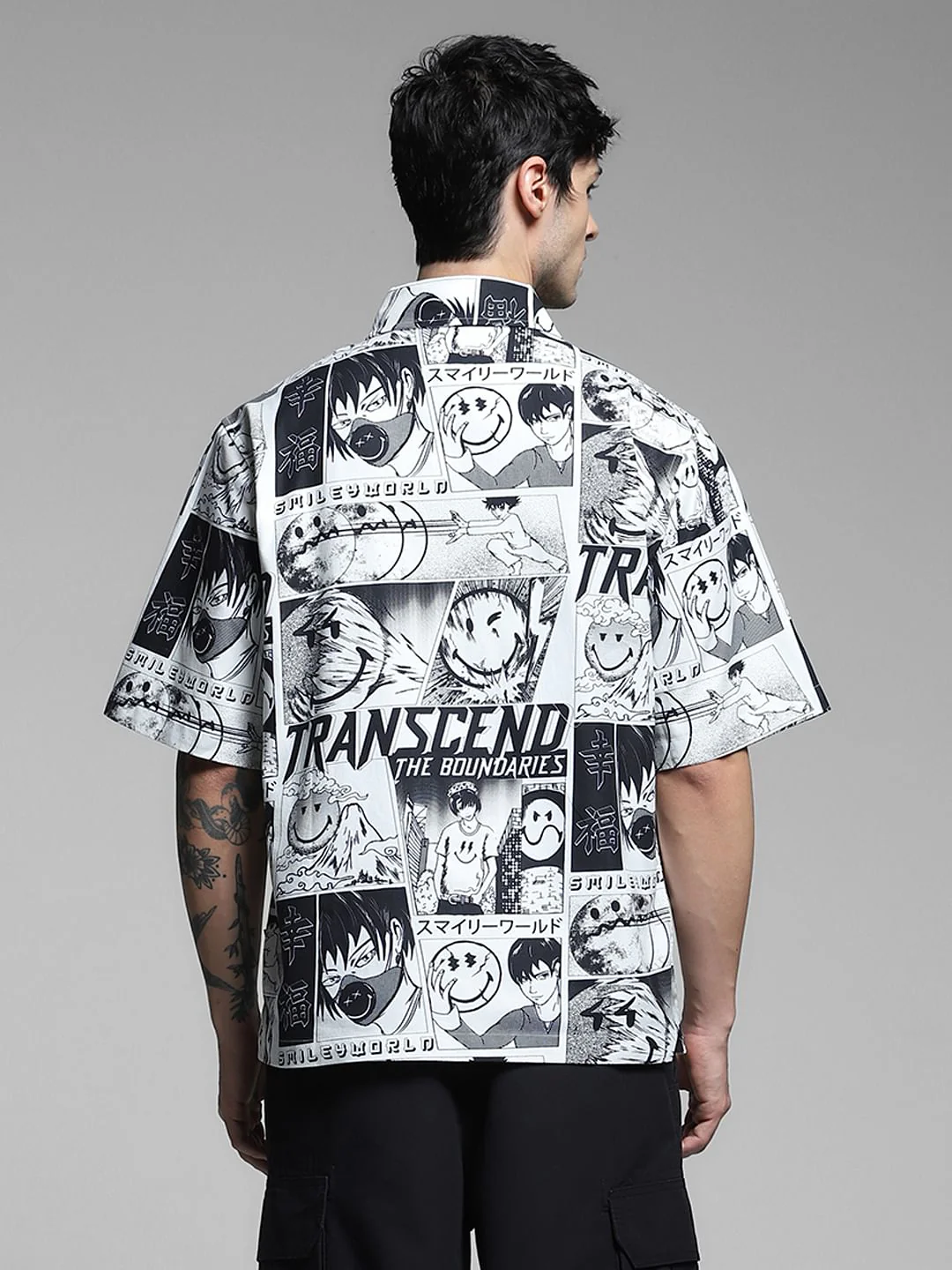 SmileyWorld   White Printed Oversized Shirt - Image 4