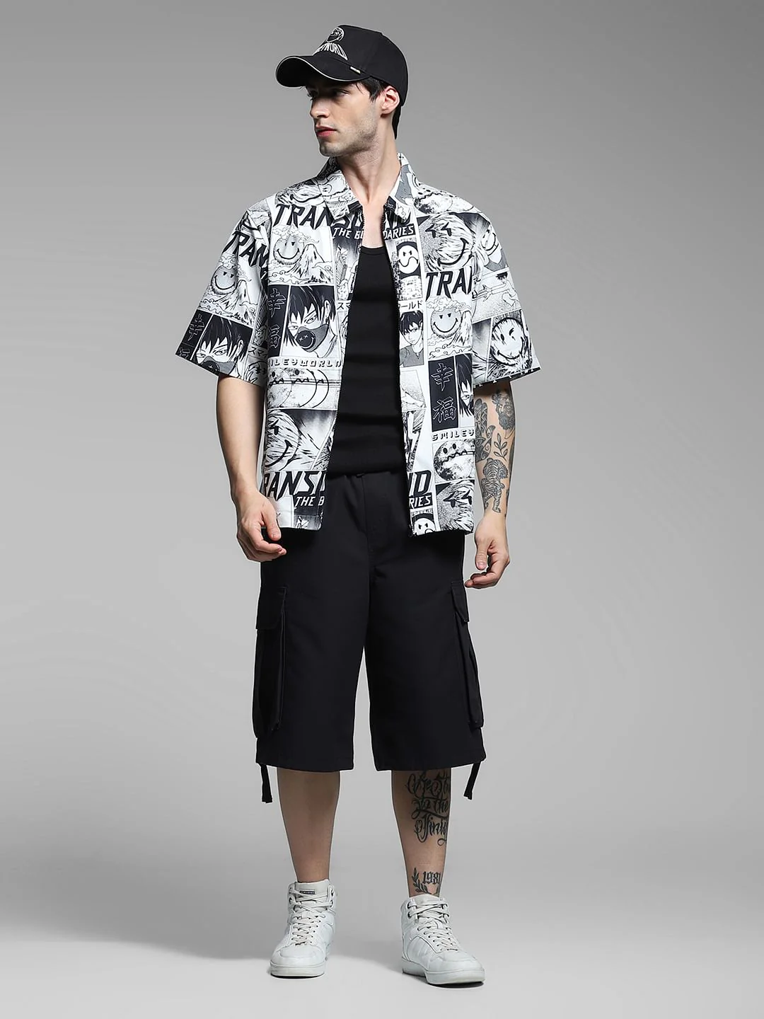 SmileyWorld   White Printed Oversized Shirt - Image 6