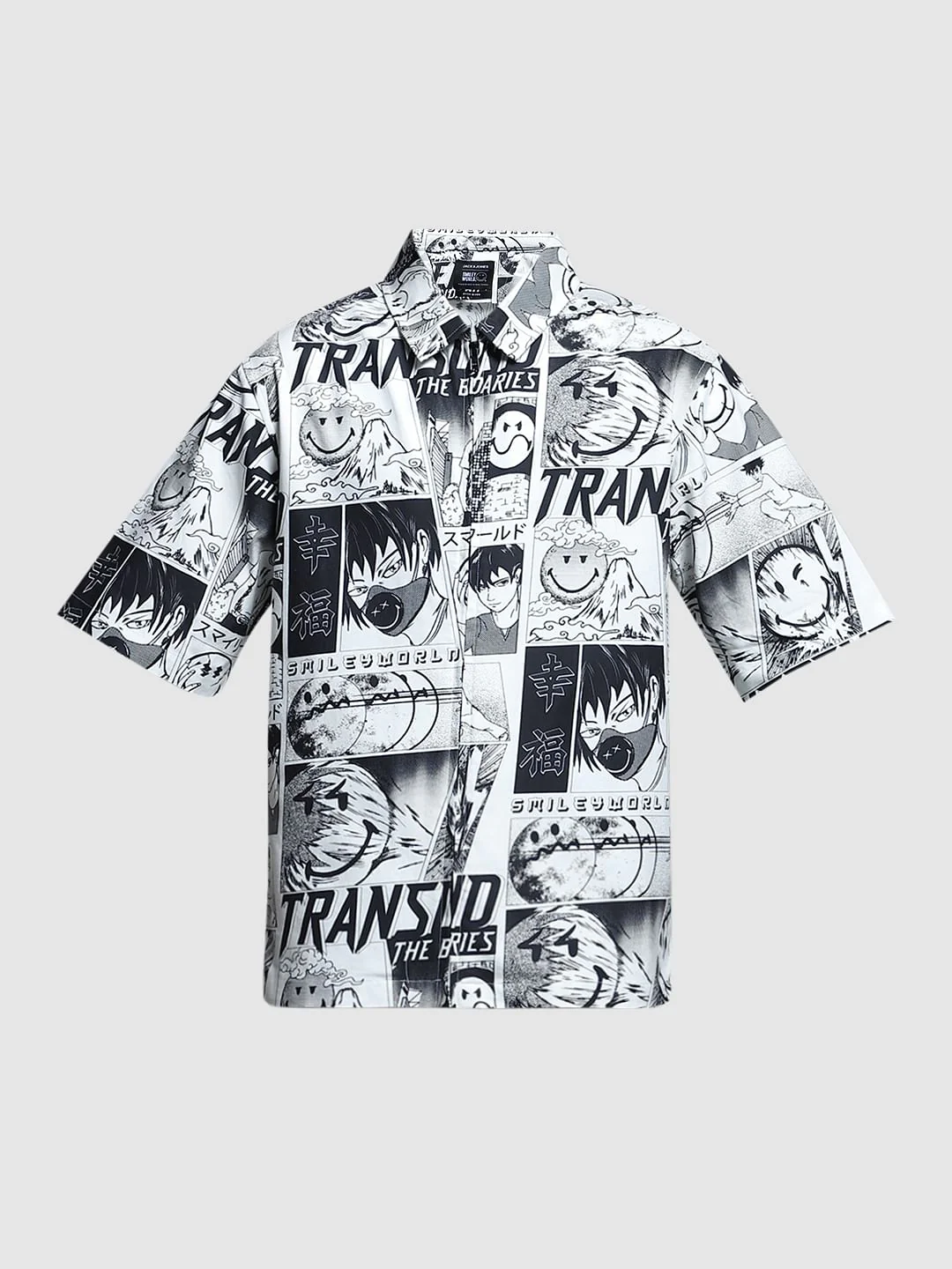 SmileyWorld   White Printed Oversized Shirt - Image 7