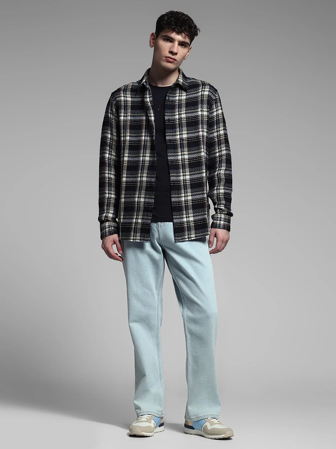 Black Check Oversized Cotton Shirt - Image 6