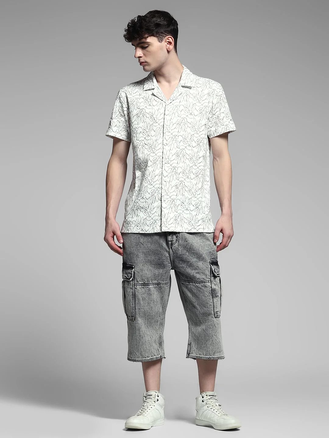 White Printed Dobby Cotton Shirt - Image 6