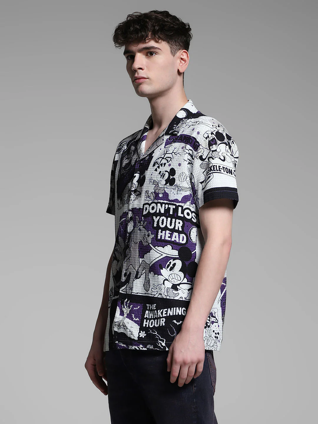 White Mickey Comic Strip Print Shirt - Image 3