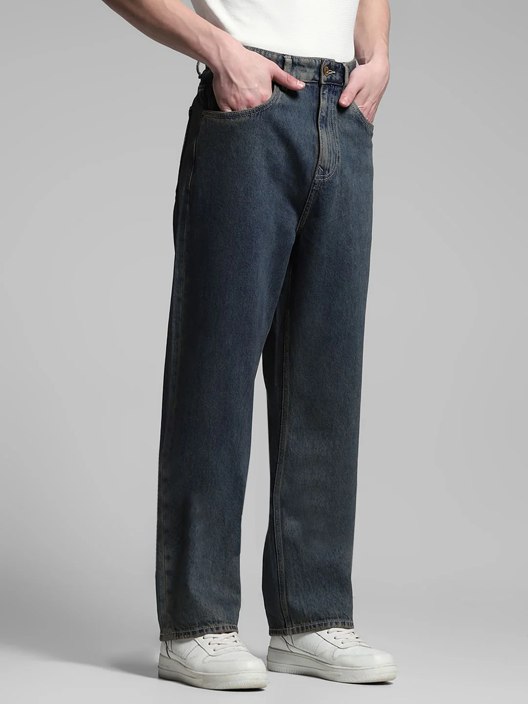 Dark Blue Washed Dario Loose Fit Jeans - Image 2