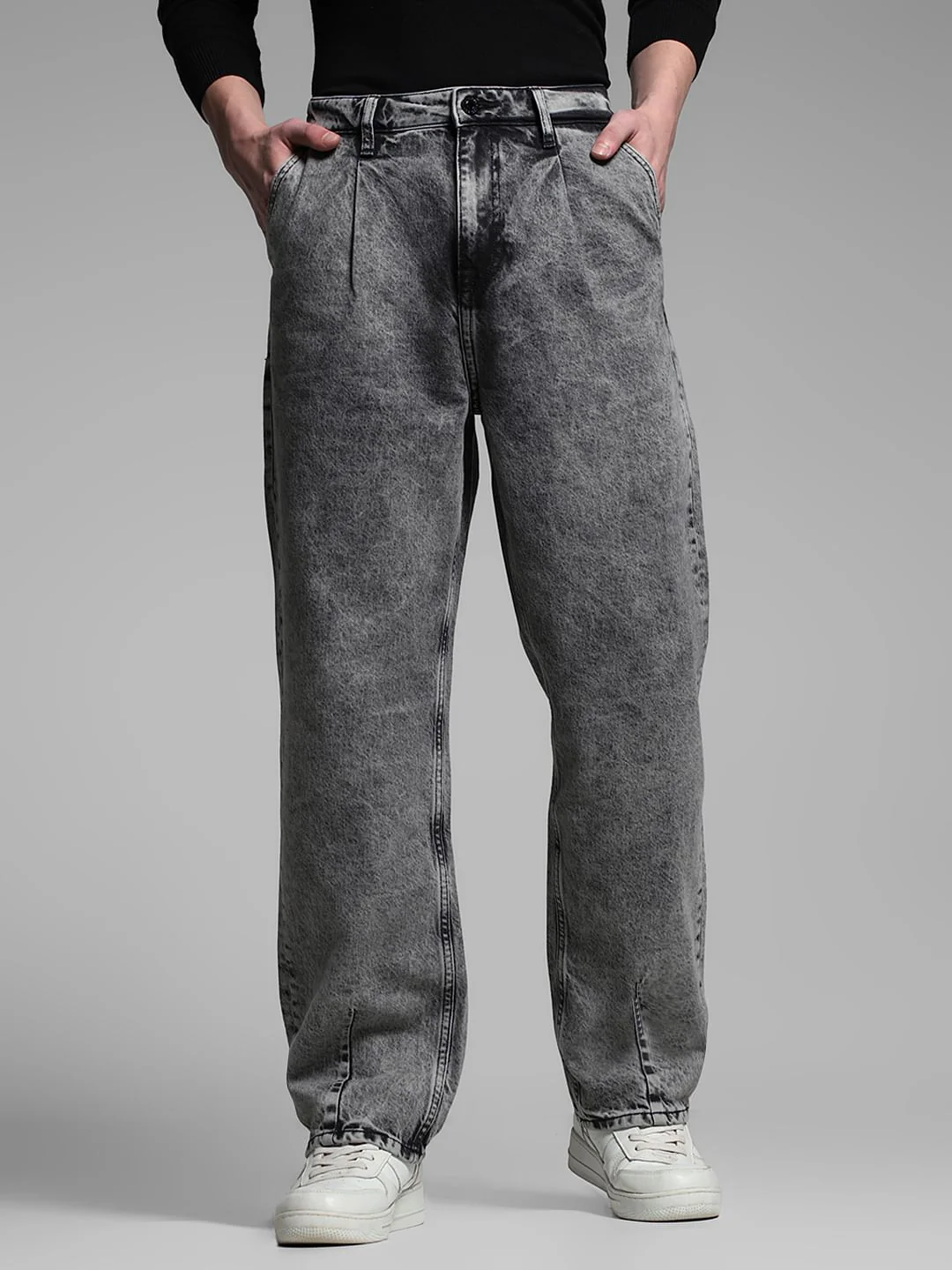 Dark Grey High Rise Washed Anti Fit Jeans