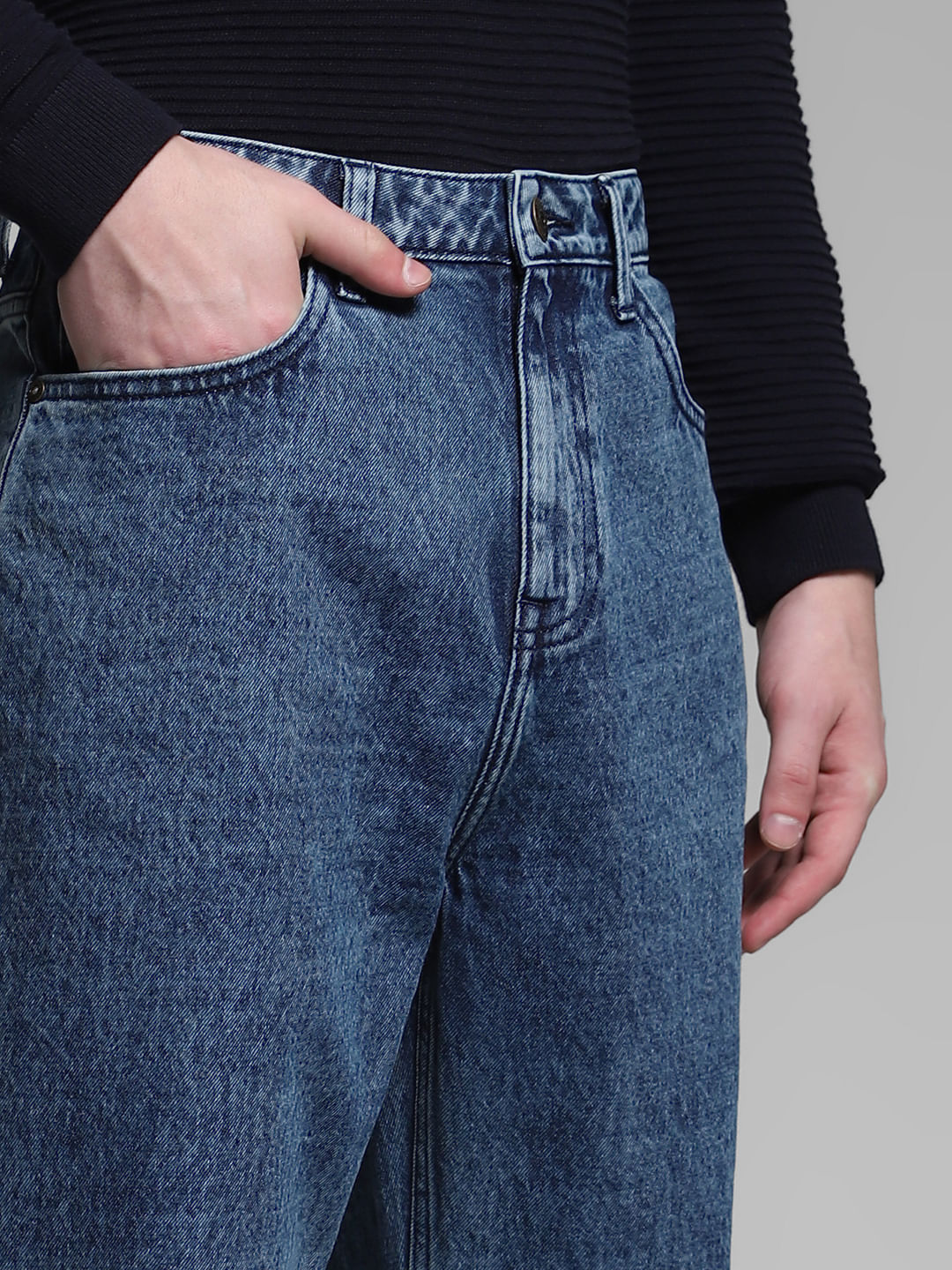 Dark Blue High Rise Dario Loose Fit Jeans - Image 4
