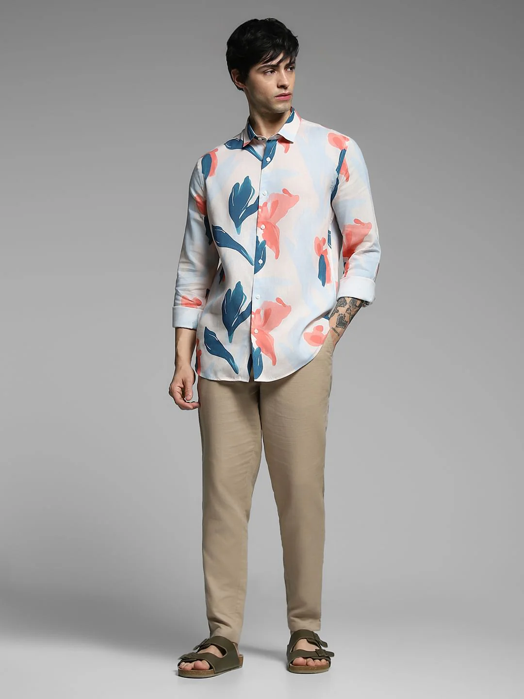 Blue Abstract Print Lyocell Shirt - Image 6
