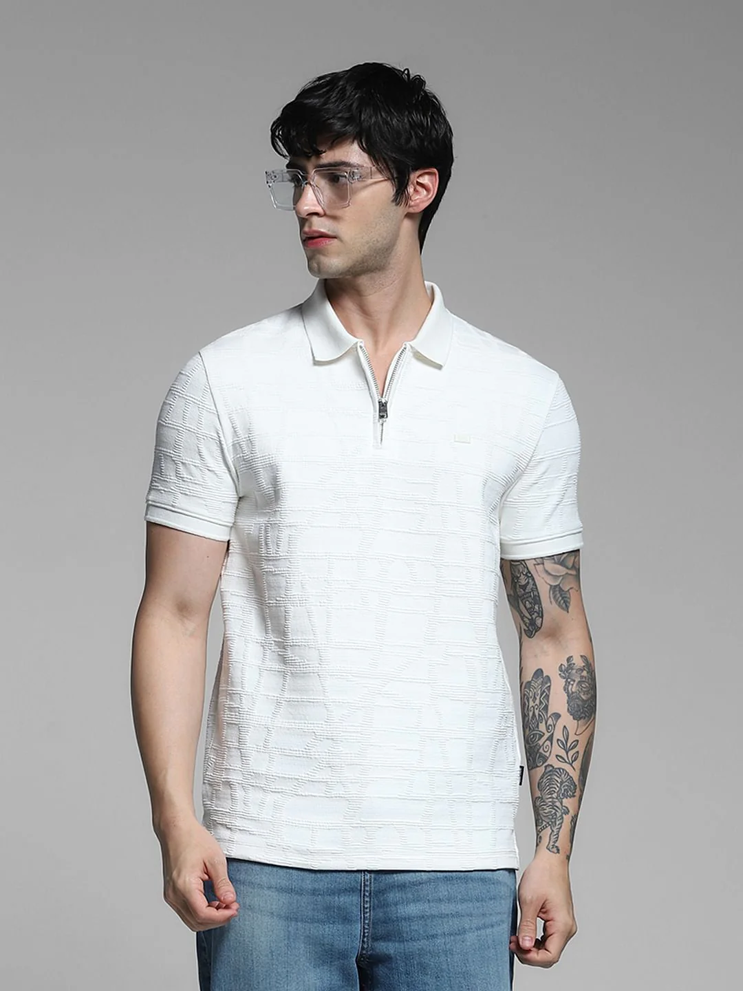 White Jacquard Polo