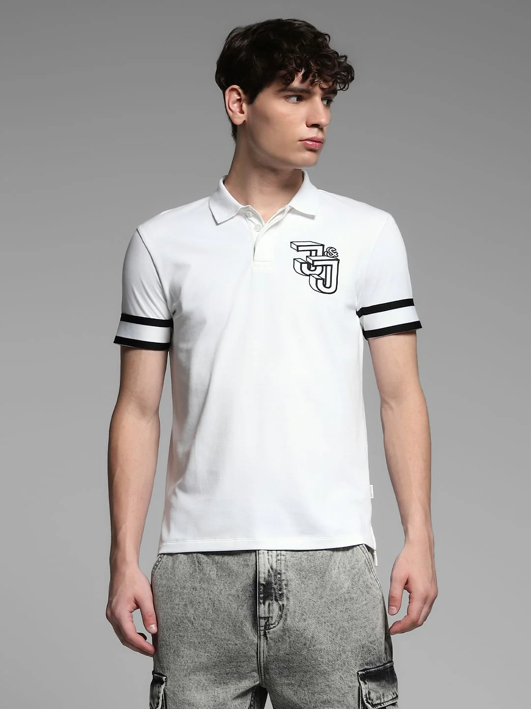 White Logo Print Oversized Polo - Image 2