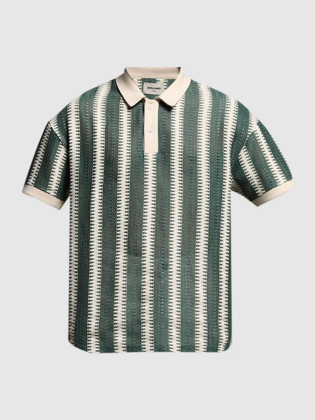 Green Striped Knitted Polo - Image 7
