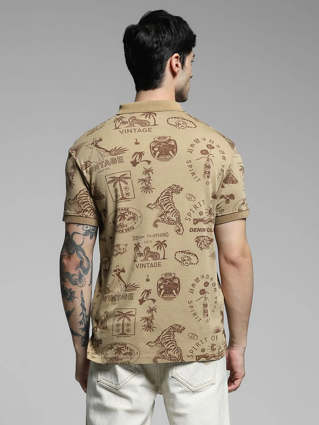 Brown Printed Cotton Polo - Image 4