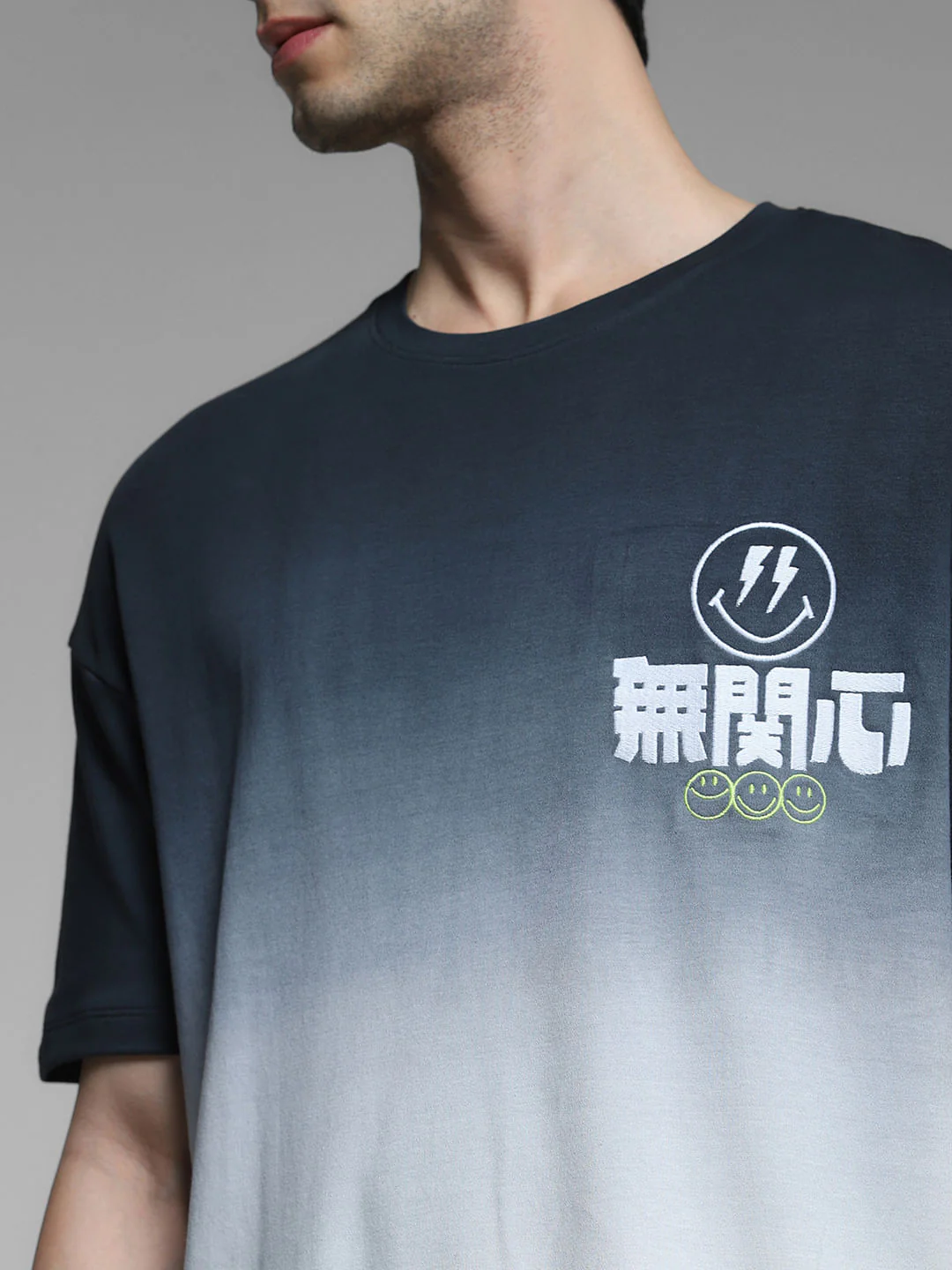 SmileyWorld Black Ombre Boxy Fit T-shirt - Image 5