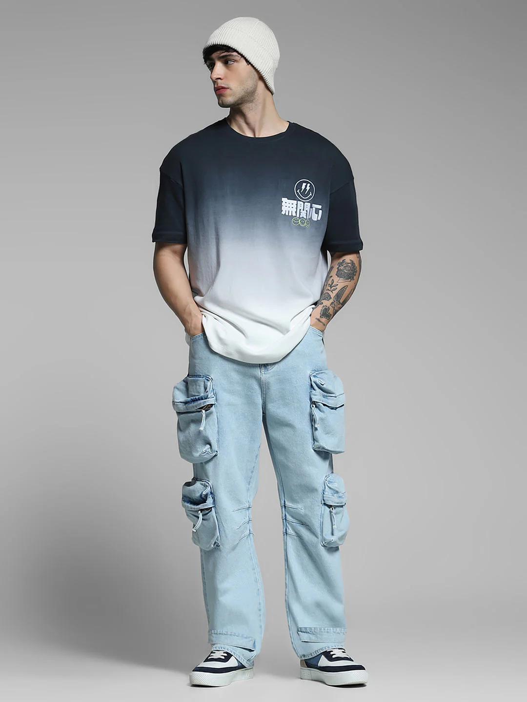 SmileyWorld Black Ombre Boxy Fit T-shirt - Image 6