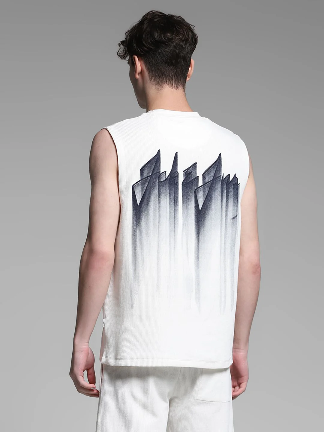 White Printed Co-ord Set T-shirt Vest - Image 4