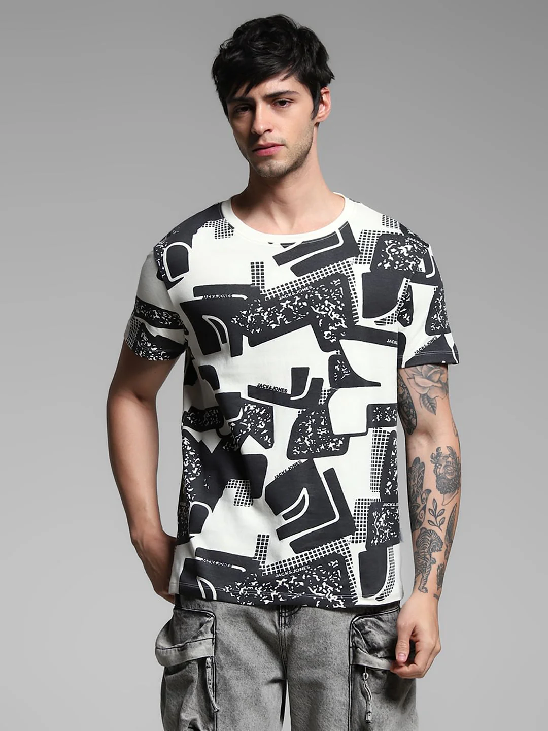 White Printed Cotton T-shirt - Image 2